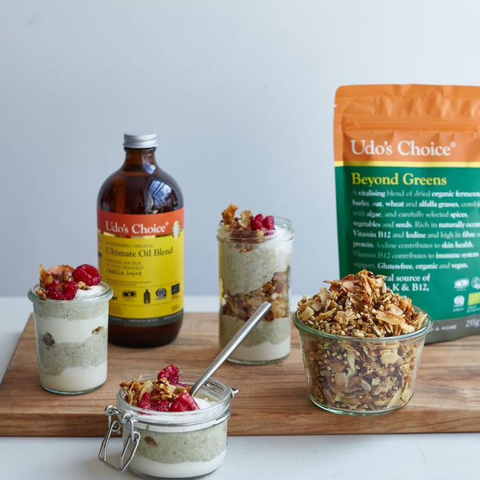 Overnight Oats with Beyond Greens and Udo’s Oil Granola