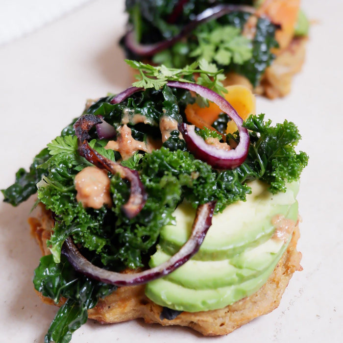Carrot Fritters And Kale Satay