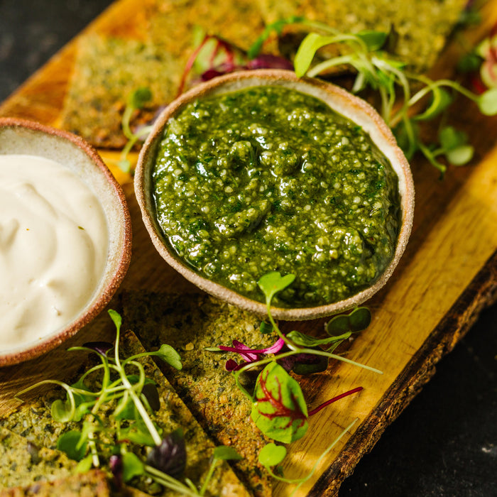 Beyond Green Crackers with Vibrant Dips