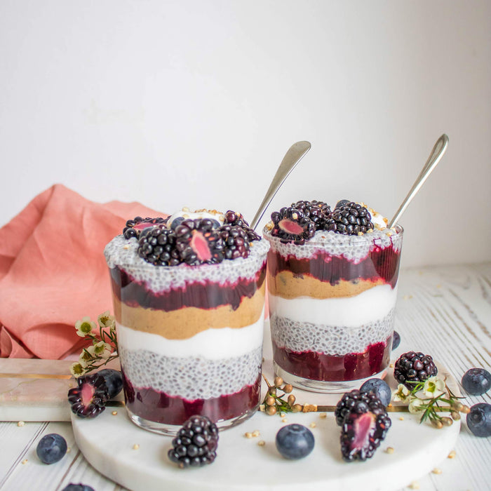 Peanut Butter Jelly Chia Pudding Parfaits