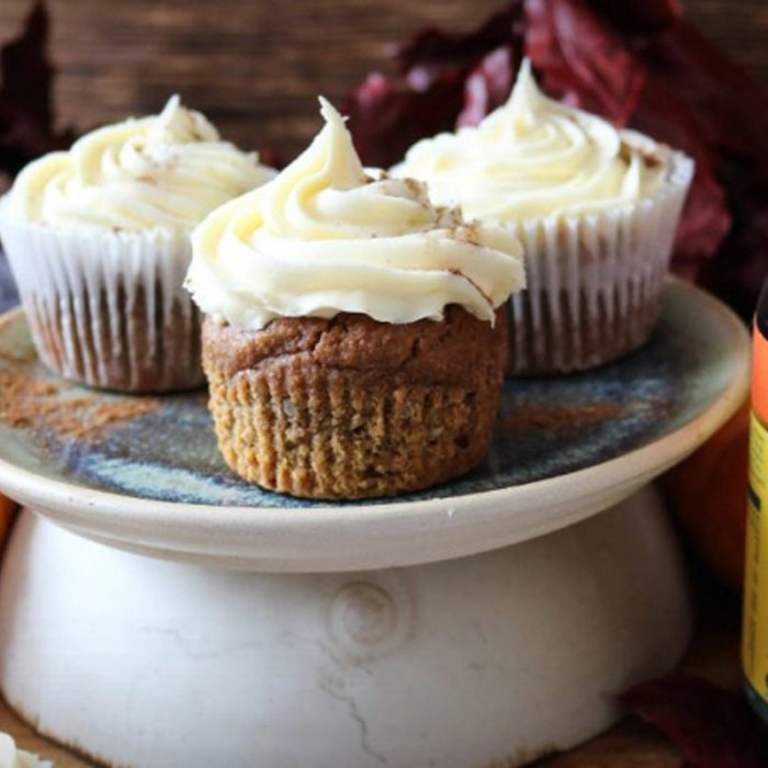 Pumpkin Muffins With Vanilla Frosting
