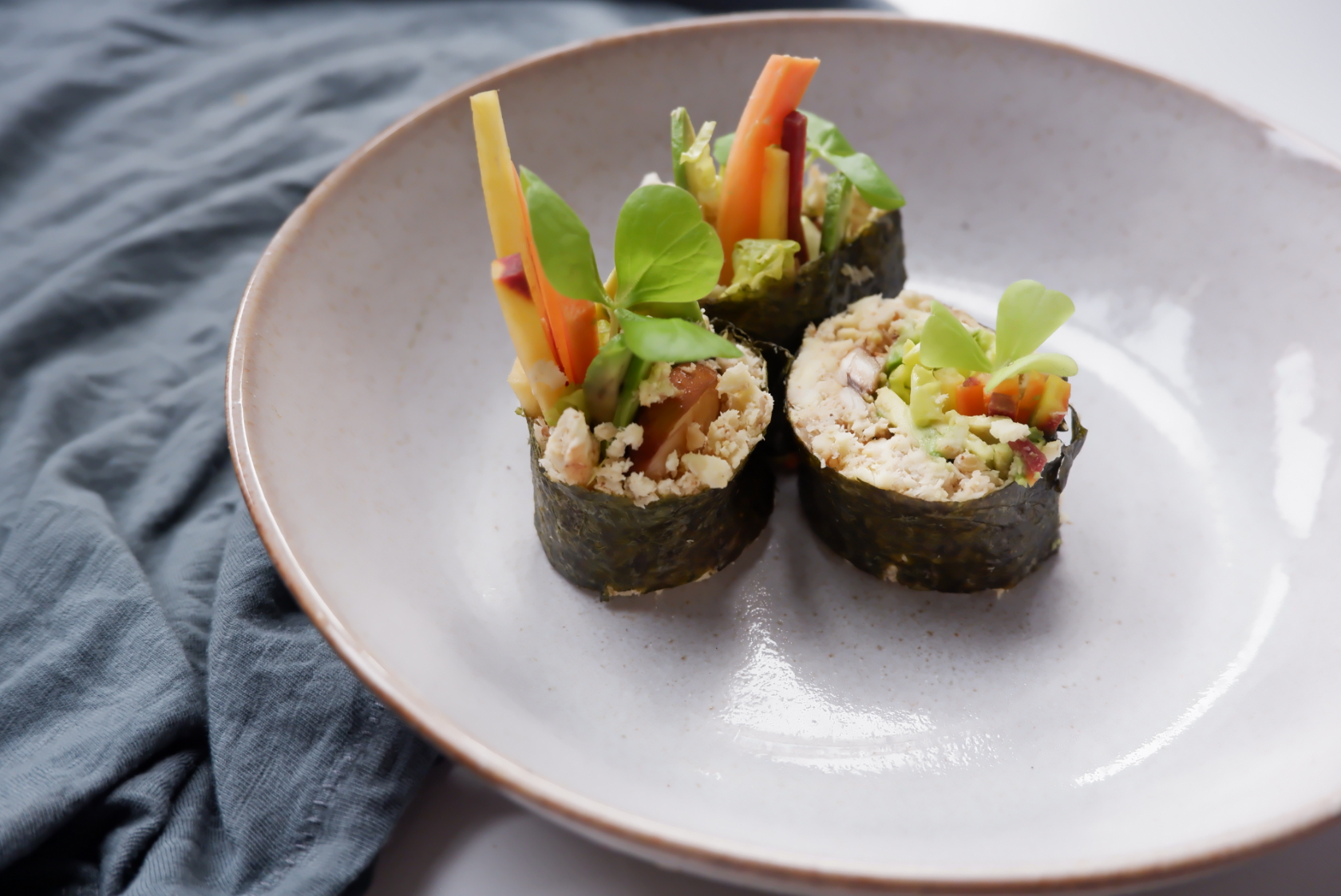 Nori Rolls With Root Vegetable Rice And Fermented Hot Sauce