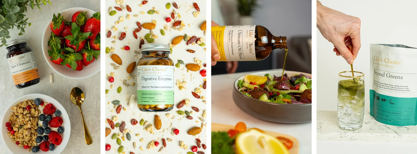 Super immune 8 digestive enzymes and ultimat eil blend and beyond greens Udo's Choice best sellers